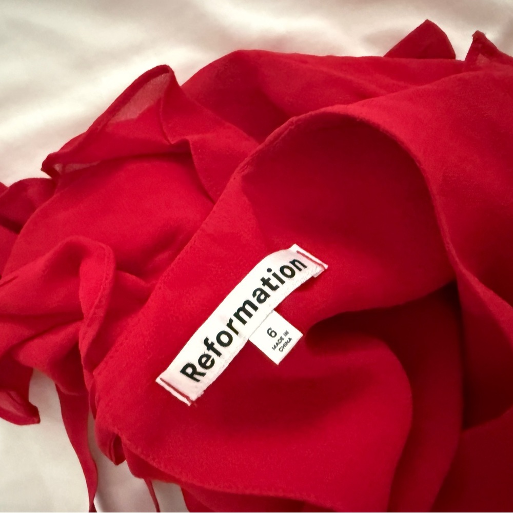 Reformation Red Ruffle Dress - Picture 3 of 3